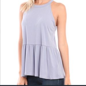 Soft Peplum Tank- Periwinkle